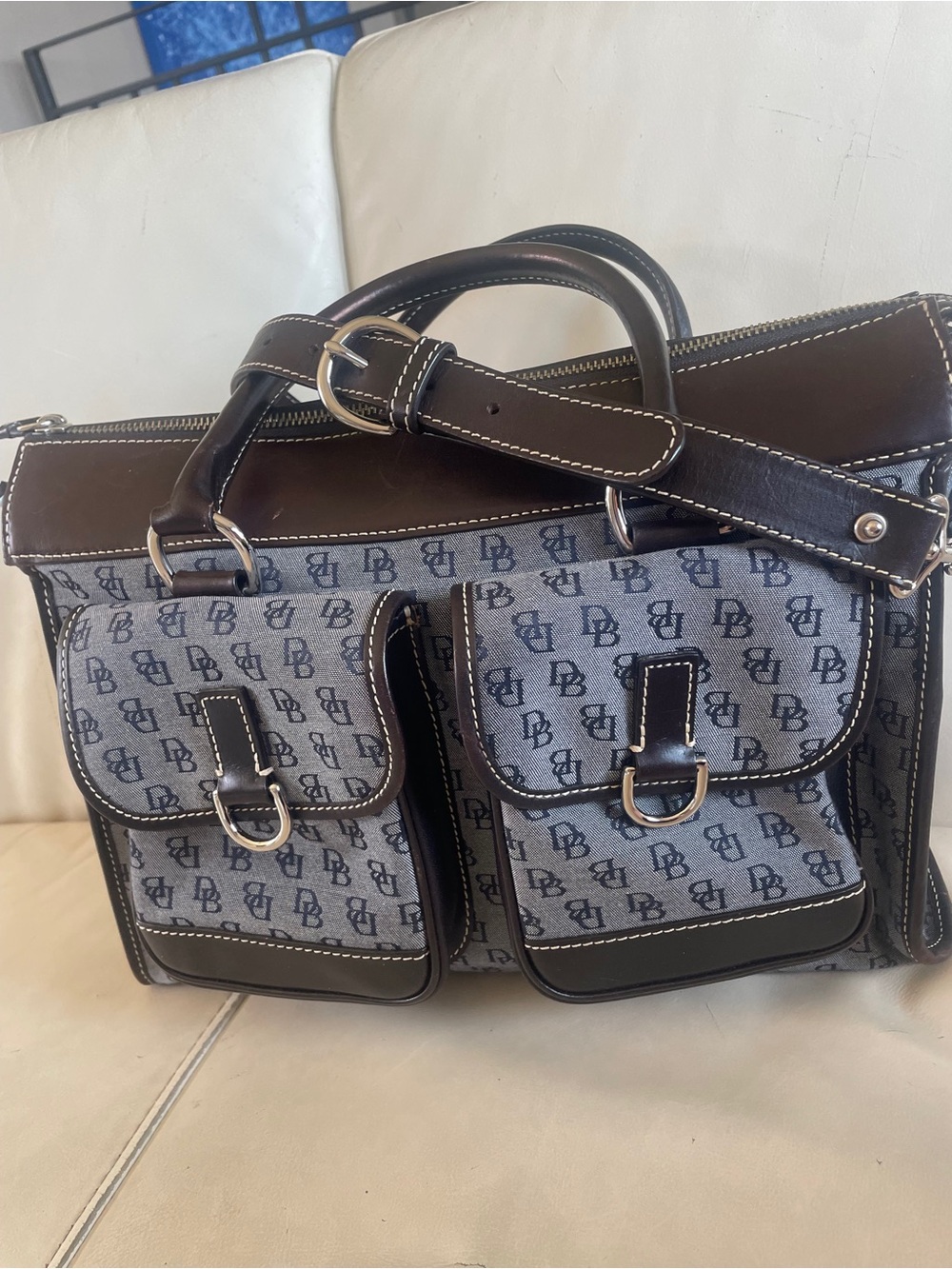 Dooney & Bourke Satchel Bag in Blue and Brown